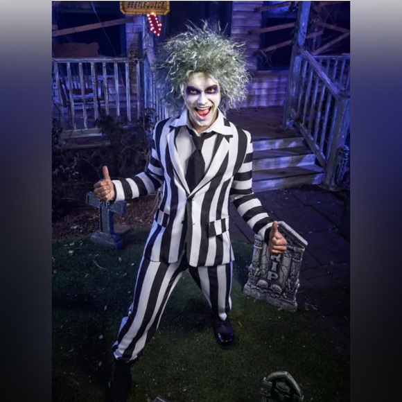 🎃 SALE NWT Spirit Halloween Black and White Striped Suit | Beetlejuice | sz XL - Picture 6 of 7